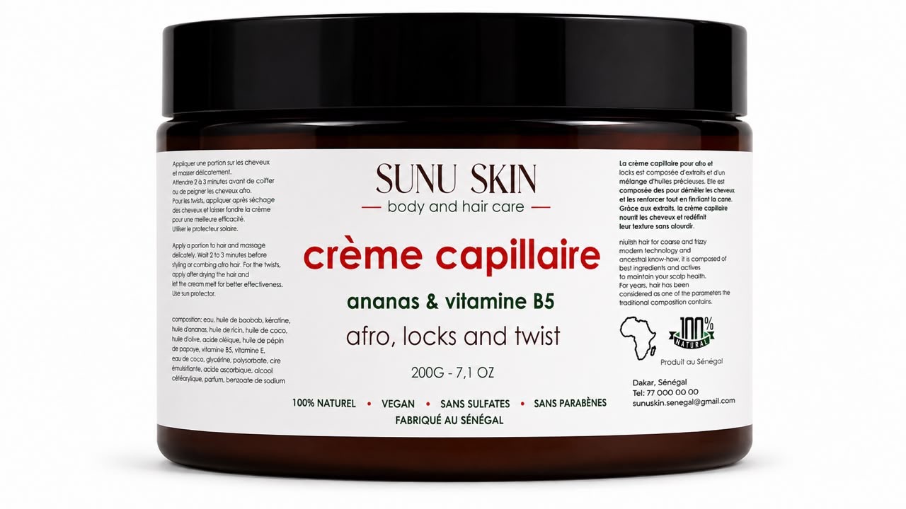Pot ambré de la crème capillaire Sunu Skin Ananas et Vitamine B5